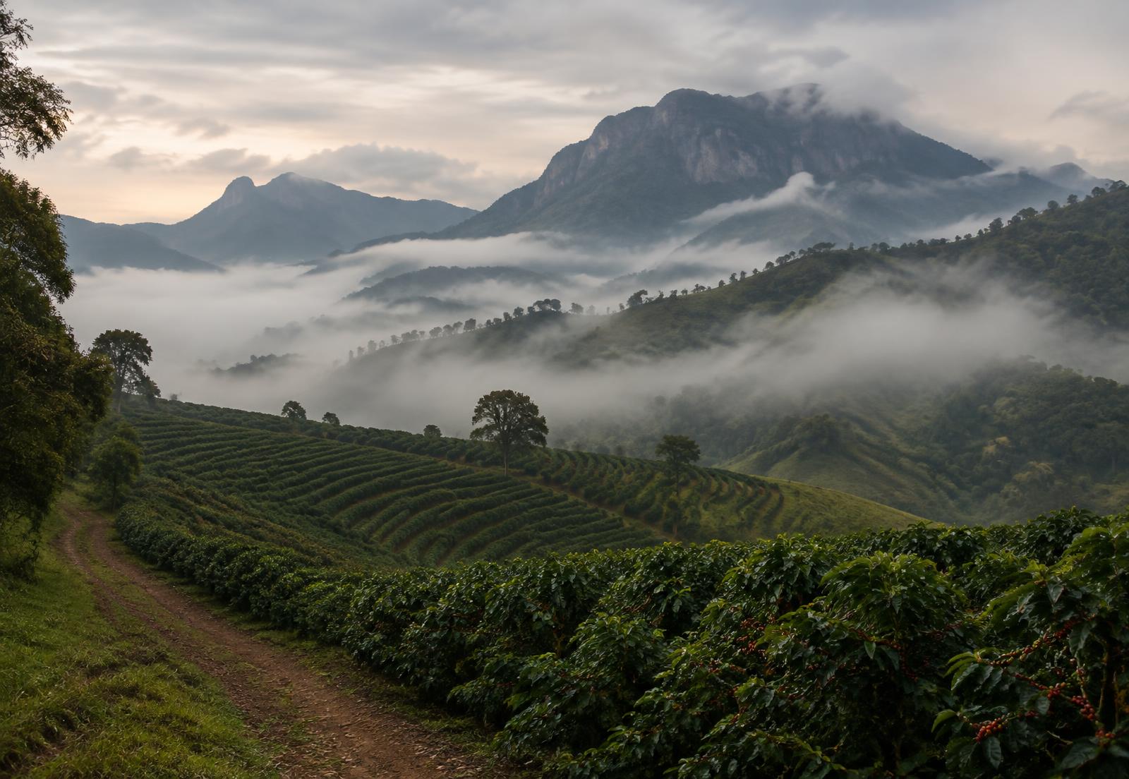 Montanhas e lavouras de café no Caparaó