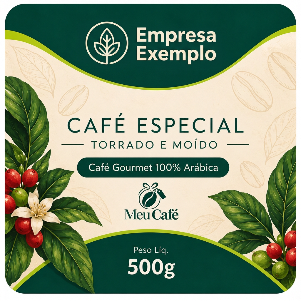 Exemplo de rótulo personalizado com a marca Empresa Exemplo